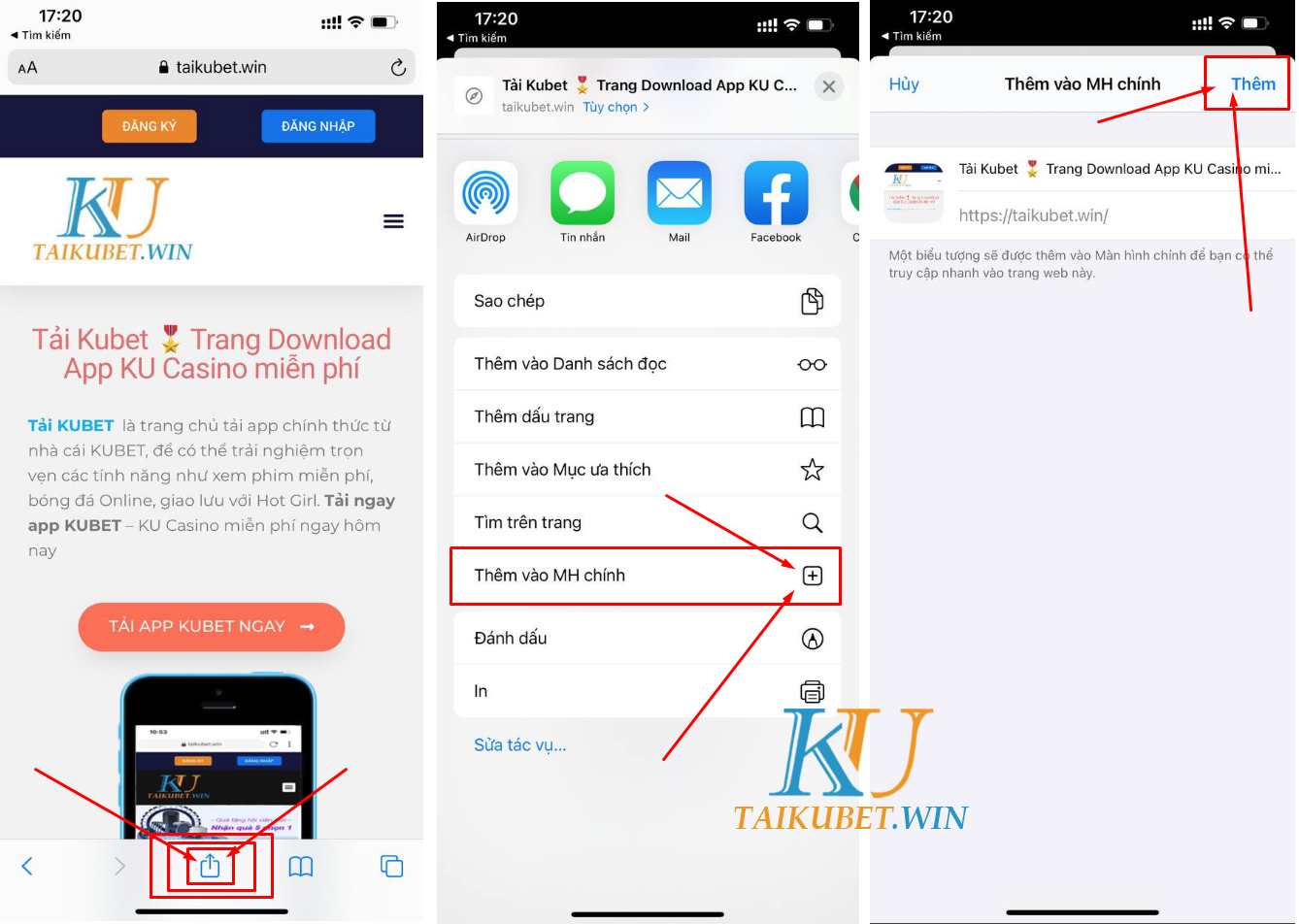 Cách 2 tải app KUBET cho IOS trực tiếp trên WEB